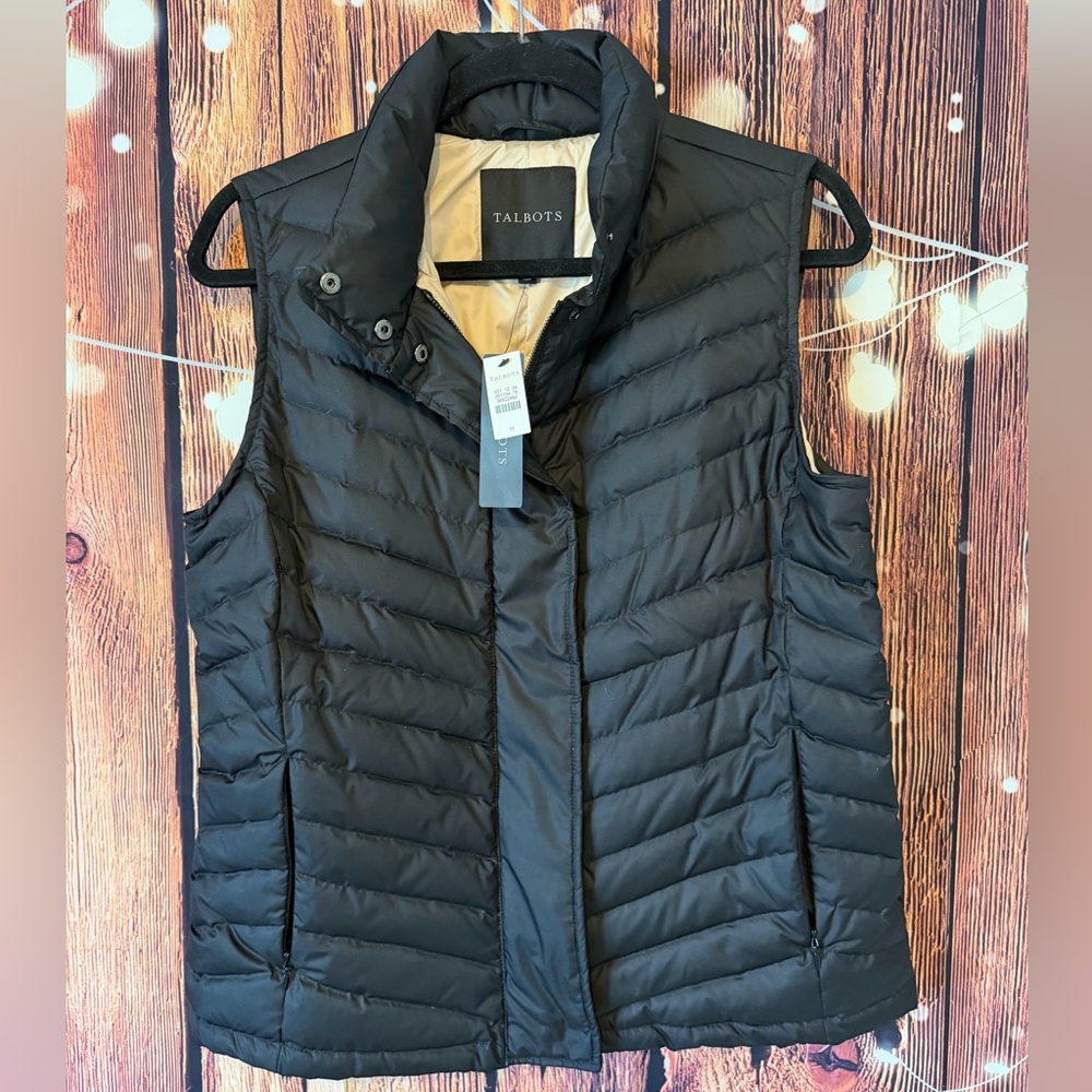 Talbots Quilted Black Down Filled Puffer Vest for Women